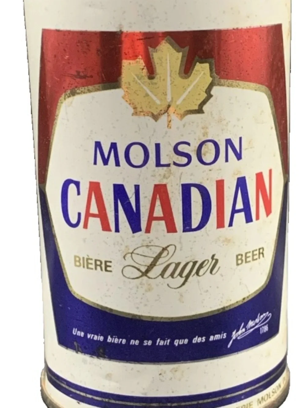 Vintage Beer Can Molson Canadian Lager Biere Beer Empty Steel Can